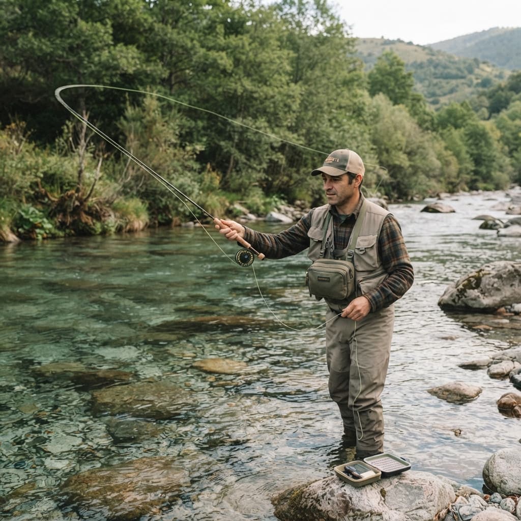 Equipo de pesca Sarasqueta preparado para uso outdoor